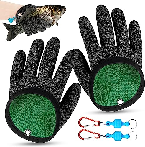 2 Pcs Angelhandschuhe,Wasserdichte Angelhandschuhe Jagdhandschuhe Fisch Fang Handschuhe Anti Schnitt Angelhandschuhe Mit Anti Schnitt Und Magnetverschluss Für Den Sicheren Umgang Mit Hecht,Wels,Zander