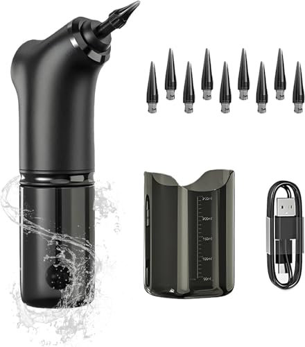Qumox Kit eléctrico de eliminación de cera de oídos, limpiador de oídos alimentado por agua con 4 ajustes de presión, herramienta de limpieza segura y eficaz para adultos (negro)