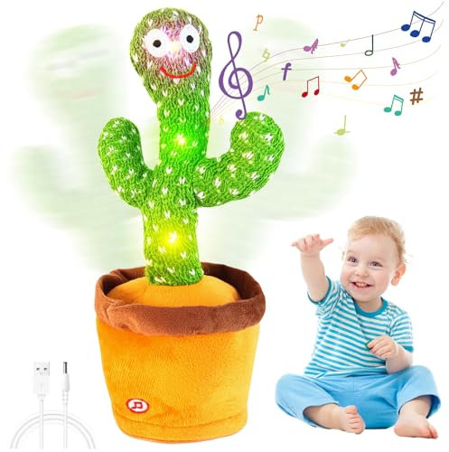 Audasi Talking Dancing Cactus Toy, Repeating Sensory Toys Funny Dancing Cactu Toys Interactive Baby Cactus Toy Light-up Sensory Plush Toys Gifts For Baby Encourage Speech