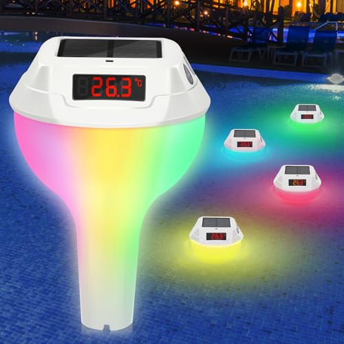 FORMIZON Termometro Piscina, Termometro Solare Luminoso per Piscina, Termometro per Piscina con Display e Corda, Termometri per Piscine, Laghetti e Acquari (Senza Display)