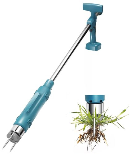 MaxAwe Tagliaerba elettrico per Makita 18 V, 100 cm, dente di leone con 3 artigli in acciaio, meccanismo di espulsione, dispositivo di rimozione delle erbacce con manico lungo per giardino e prato