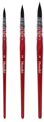 Himmlfel Juego de pinceles de acuarela, 3 unidades, profesionales, mopa, punta fina, para acuarela, gouache, pintura al óleo acrílica, detalles finos y manualidades, fregona, acuarela, pincel redondo