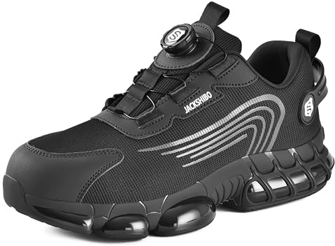 JACKSHIBO Steel Toe Cap Trainers Safety Trainers Men Womens Lightweight Puncture Resistant Safety Shoes Non Slip Work Trainers