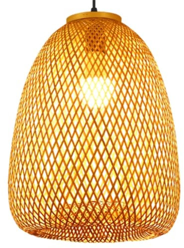 YGZPALH Lampada A Sospensione in Gabbia di bambù – Apparecchi di Illuminazione per Corridoio B&B Lampadario in Cesto di bambù Rustico per Bar Lampade in Cesto Intrecciato A Mano