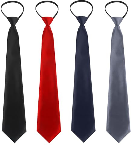 JSMTKJ 4 Piezas Corbata Infantil para Niños, Ajustable con Clip y Banda Elástica, Perfecta para Graduación, Boda, Disfraces y Eventos Formales Elegante y Fácil de Colocar para Niños