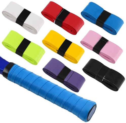 Vylro 8 Piezas Cintas de Agarre de Raqueta, Multicolor Cinta de Agarre para Raqueta de Tenis, 110cm Grip para Raquet Antideslizante, Cinta Adhesiva para el Sudor para Bádminton, para Bádminton, Tenis