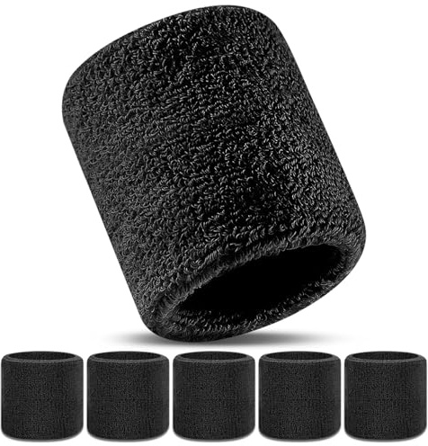 Yonality 6 Piezas de Banda elástica de Sudor, muñequera de Tela Flexible, muñequeras Deportivas de algodón, Accesorios de Entrenamiento, Suave y Gruesa para Baloncesto, Gimnasio, Gimnasia, Tenis