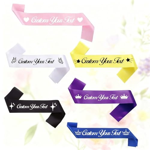 Echarpe Personnalisable, Ruban de Satin Personnalisé, Texte du logo Personnalisable, Fabriquez Votre Propre Ceinture pour Décorations de Fête,Graduation,Anniversaire,Mariage,Bachelorette.