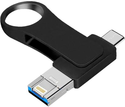4-in-1 Flash Drive,Type-C+Micro USB+Lightning+USB 3.0 Thumb Drive Portable Memory Stick External Storage Photo Stick for Smartphone/Laptop/PC (64, GB)