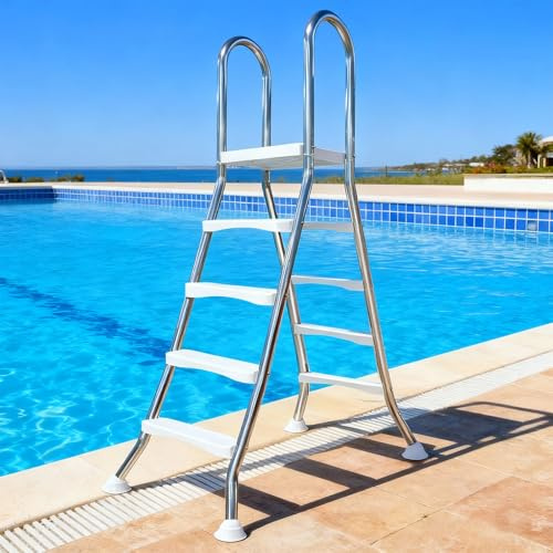 AIBOTY Escalera De Piscina De Lujo De 52, Escalera para Piscina Elevada Al Aire Libre, Capacidad Máxima De Carga 550 LB, Escalera De 4 Peldaños De Doble Cara Antideslizante para Piscinas,135cm