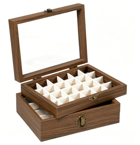 Rebanky 2 Piezas Caja para Coleccionar Minerales, 24 Compartimentos