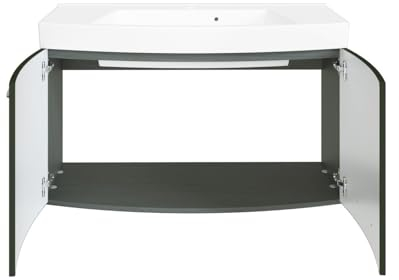 Waschtisch Florent, gebogen, 100 cm, 2 Türen, Graphit/Grau glänzend