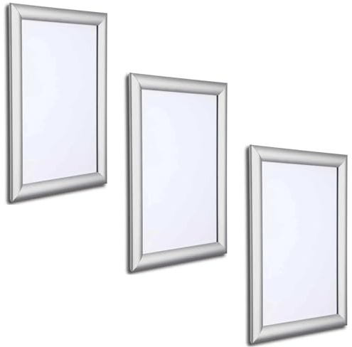 Confezione da 3 cornici in alluminio A5 a scatto per cartelli o poster, ideali come porta menu e certificati in formato A5, confezione da 3 pezzi.
