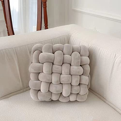 HYOATREA Cojín de nudo suave, cojín decorativo para sofá, niños, cojín con nudos, parte trasera cuadrada, cojín de suelo para salón, dormitorio, oficina (40,6 x 40,6 cm, gris)