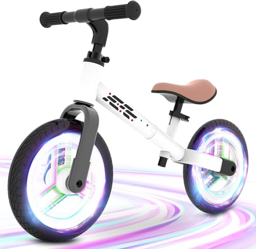 WETIFY Colorful Lighting Balance Bike 2 Year Old, 2-5 Year Old Toddler Balance Bike, No Pedal Bikes with Adjustable Handlebar & Seat, 2 3 4 5 Year Old Boy Girls Birthday Gifts Toys.