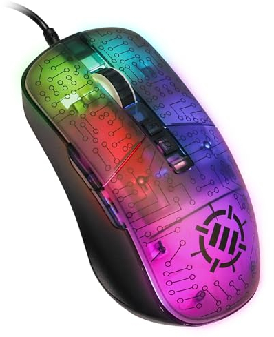 ENHANCE Voltaic 2 Gaming Mouse - Per PC con 7 Pulsanti Programmabili, 7000 DPI, Sensore Ottico Preciso, Design Ergonomico con Circuiti Luminosi - Software Incluso per Personalizzazione Completa