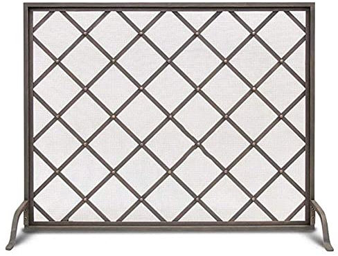 Parascintille piatto a pannello singolo per caminetto/stufe/griglie, parascintille nero parascintille con griglia fine in ferro, 100×26×80 cm, Cina