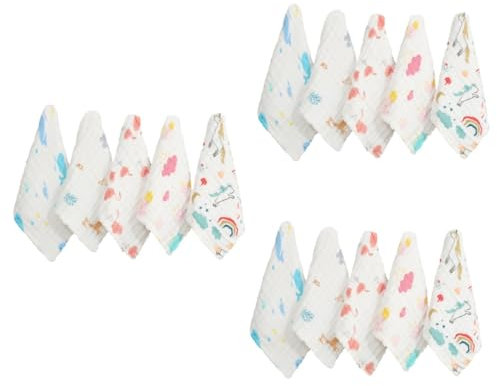 ibasenice 15 Piezas Toallita para Bebé Toalla De Algodón para Bebé Toallas con Capucha Toallas Absorbentes Baberos De Algodón Pañuelo De Algodón para Bebé Toalla De Lavado Infantil Toallas