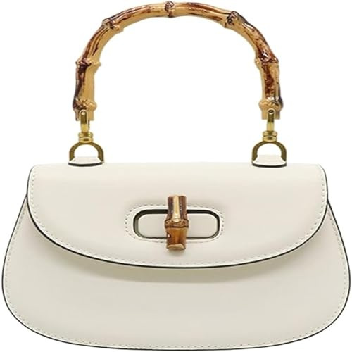 Womens Bamboo Shaped Top Handle Satchel Crossbody (white), White