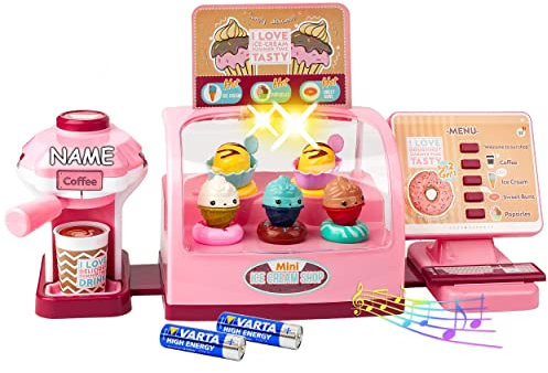 alles-meine.de GmbH 36 TLG. XL Set Verschiedene Artikel frei wählbar - elektronische EIS, Kaffee & Muffin Station + Spielzeugkasse LEUCHT & Sound Funktion inkl. Name + Zu..