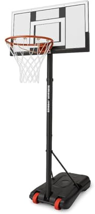 JugaToys - Canasta Baloncesto Exterior - Base con Ruedas Portátil - Incluye Balón e Hinchador - Altura Ajustable Máximo 236 cm - Estructura Resistente - Juego Exterior para niños +3 años