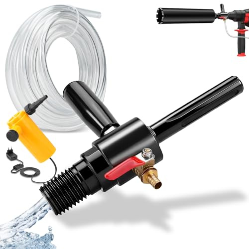 XIIW Adattatore SDS Max a 1 1/4 UNC per Trapano a Nucleo in Calcestruzzo + Pompa 4 m e Tubo, Iniezione d’Acqua Automatica, Acciaio 42CrMo4, G1/4 - Carotatrice Diamantata per Muro, Trapano a Nucleo