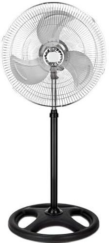 DK HOME Ventilador de Pie 45.7 cm, 80W, 3 Velocidades, Altura Regulable, Oscilación 120°, Negro, Moderno