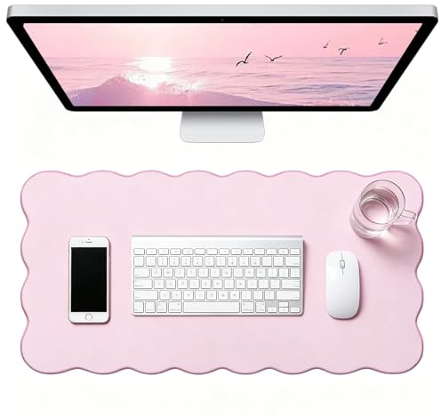 Yoreva Pourpre Tapis de Souris,Bureau Tapis de Bureau Grand 80x40 cm, | Tapis de Bureau Antidérapant,Tapis de Bureau en Liège Naturel et en Cuir,Cuir PU Imperméable Antidérapant