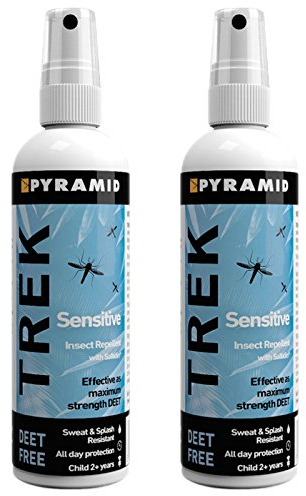 Pyramid 100 Millilitre Trek Sensitive (Formerly Repel Sensitive) Insect/Mosquito Repellent Non DEET Saltidin Spray (100 Millilitre, 2 Bottles)