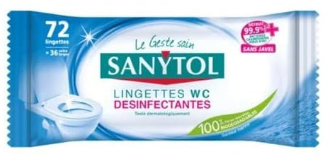 SANYTOL Lingettes Wc désinfectantes - 72 Lingettes