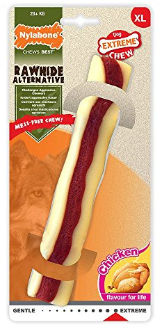 Nylabone 984474EU Rohhaut-Alternative, Kauen, ohne Dreck zu machen, Hähnchengeschmack, für besonders große Hunde (über 23 kg), XL