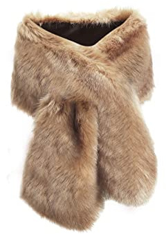 BABEYOND Womens Faux Fur Collar Shawl Faux Fur Scarf Wrap Evening Cape for Winter Coat