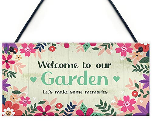 Welcome To Our Garden Sign Hanging Wall Door Sign Friendship Gift Home Gift