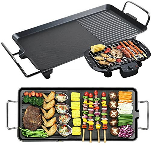 Mr. Teppanyaki Electric BBQ Table Top Grill with Adjustable Temperature - 1500W Indoor Grill with Oil Drip Tray - Electric Griddle for Dinner Parties