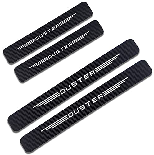 4 pcs Car Door Sill Protector Strips for Ren-ault Dacia Duster, Carbon Fiber Threshold Stickers Kick Plates Trim Film Auto Body Styling Accessory,White