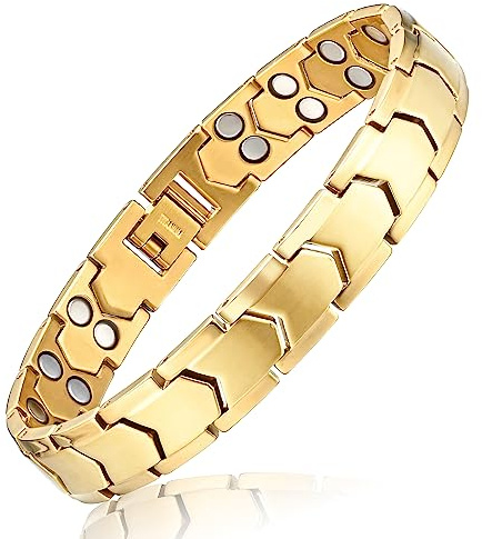 Apocalyptic-K Pure Titanium Magnetiska armband för män, 99 % ren titan (ljus), dubbla kraftfulla magnetarmband, eliminerar statisk elektricitet, 8.25in, Titan, Ingen ädelsten