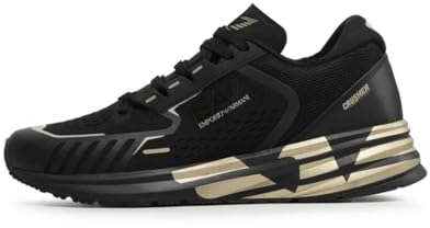 Emporio Armani EA7 Herren Crusher Distance Sneaker Triple Black - Gold 43 1/3 EU