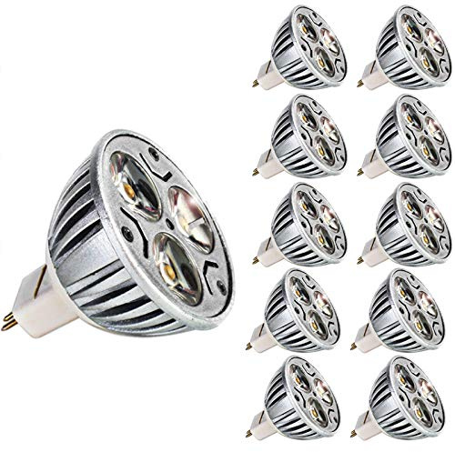Mengjay 10 Stück GU 5.3 LED AC/DC 12V 3W GU5.3 MR16 Kaltweiß Lampen 6000K 240 Lumen Birne Leuchtmittel 30°Abstrahwinkel Ø 48 x 46 mm