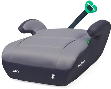 Daliya® QUBIX Kindersitzerhöhung | i-SIZE NORM ECE R129 | 125 bis 150 cm | Gurtfix | waschbar | Autositz | Autokindersitz | Kindersitz | Sitzerhöhung (Schwarz - Grau)