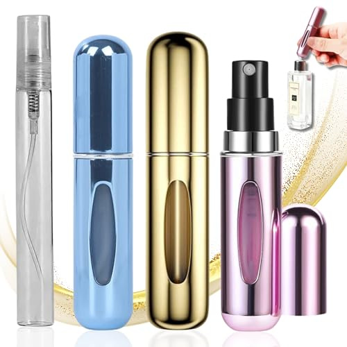 3 PCS Atomizador Perfume Recargable - Mini Botella Rociadora Portátil - Pulverizador Colonia Portátil Recargable - Perfume miniatura sin fugas difusor - Pulverizador en botella de spray - 5 ML -Regalo