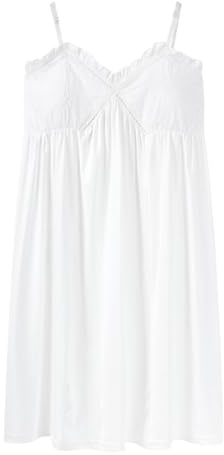 Camisón Para Mujer - Camisones De Encaje Con Almohadilla En El Pecho Y Tirantes Finos Con Cuello En V Para Mujer, Vestido De Noche De Algodón Modal, Vestido Para Casa Informal, Camisa De Noche Par