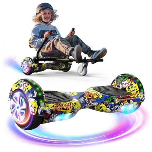 Hoverboard Go Kart Asiento Hoverkart de 6,5 pulgadas con luces LED y altavoz Bluetooth, Go Kart Bundle