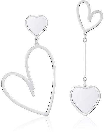 Linawe Boucles d'oreilles en forme de cœur, boucles d'oreilles suspendues, boucles d'oreilles en acier inoxydable pour femmes, boucles d'oreilles suspendues pour amoureux, or, argent, or rose