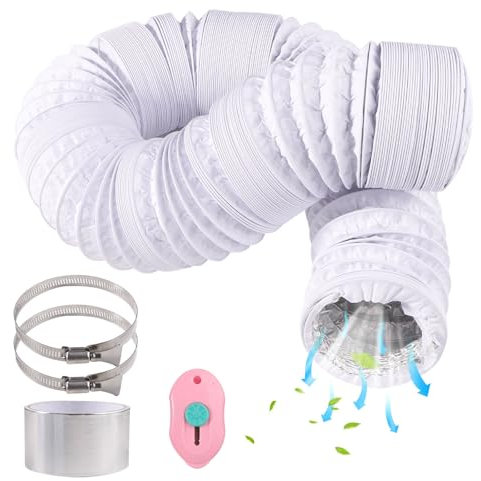 Tuyau flexible en PVC 80 mm Conduit flexible en aluminium Conduit isolé Conduit de ventilation Conduit d'air Tuyau en PVC pour sèche-linge universel (80 mm x 4,7 m, blanc)