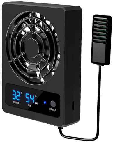 YHAILI Ventilador de refrigeración de reptiles para terrarios, enfriador de bajo ruido, ahorro de energía, enfriador de aire, reductor de humedad, enfriador de control automático