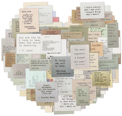 Dimeho 120 Pcs Motivational Quote Stickers - Typewriter Style Non-Repetitive Vintage Famous Words for Scrapbooks, Planner, Junk Journal - Retro Inspirational Journaling