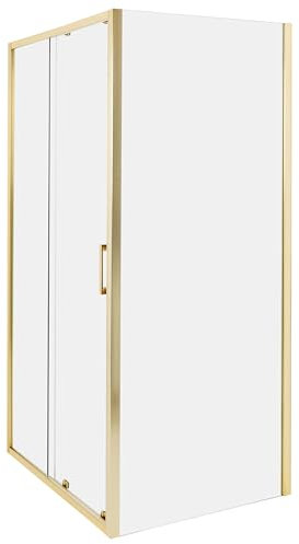 Cabine de Douche en Verre Trempé 80 x 100 x 185 cm 1 Porte Doré Yoro