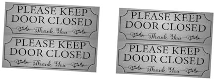 4 Pcs Elegant Minimalist Door Sign Sticker - Please Keep Door Closed Decal for Restroom Office & Storage Rooms - Easy to Apply & Remove Pvc Adhesive Design
