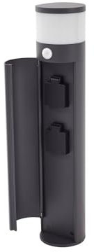 Lucande Wegeleuchte 2 Steckdosen, Außenleuchte Sockelleuchte 50,5 cm mit Bewegungsmelder Gartenlampe IP44 Stromsäule Garten 1x G9 ohne Leuchtmittel