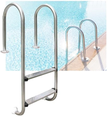 Échelle de Piscine à 2 marches, escalier enterré en Acier Inoxydable, avec Rampe, Montage Facile for Parc Aquatique en Plein air(2-steps1.0mm)